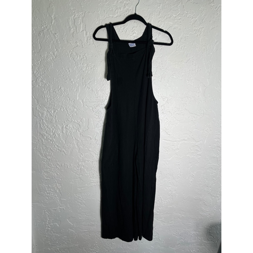 Oh My Gauze Black Cotton Wide Leg Jumpsuit Size 1 Lagenlook Boho